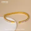Pulsera de Cadena de Tenis con Circonita Estilo Punk Hip-Hop de Acero de Titanio 316, Brillante y de Alta Gama, No se Desvanece, Pulsera de Alta Calidad Incrustada con Diamantes