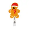 Nuevo Hombre de Galleta de Navidad Copo de Nieve Fieltro Bordado Telescópico Hebilla de Fácil Extracción Pegatina de Tela Clip Giratorio para Insignia de Fácil Extracción