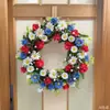 Amazon Guirlanda de Flores Artificiais Dia da Independência Americana Guirlanda Patriótica Guirlanda para Porta da Frente Decorações de Dia da Independência para Pendurar na Porta