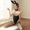 Lencería Sexy Uniforme de Conejito de Terciopelo Entrepierna Abierta Unida Club Nocturno Juego de Roles Deseo Puro Vestido de Mucama Tentación
