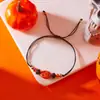 Venta Directa de Fábrica Pulsera Trenzada de Halloween Diseño Oscuro de Nicho Pulsera de Frangipani Calabaza Calavera para Mujer