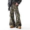 Estilo Comercio Exterior Calle Alta Americana Retro Ropa de Trabajo Pantalones Camuflaje Marca de Moda para Hombre Jeans Rectos Lavados Rasgados
