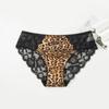 Calcinha Feminina Siljian Estampa de Leopardo Sexy Clássica Estampada Renda Cruzada Cintura Baixa Tentação Fina Personalizada