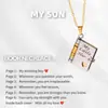 Collar de Acero de Titanio, Popular en Europa y América, Collar con Forma de Libro de Carta de Amor Grabada, Collar con Forma de Sobre de Carta de Amor Abrible, Cadena para Clavícula
