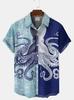 Frontera 25 nueva camisa hawaiana de manga corta para hombre retro japonés pulpo impresión 3D tendencia moda fuente de trabajadores