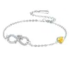 Pulseira Cruzada Infinito com Rosa e Zircônia Cintilante Pedra de Nascimento, Acessório de Pulseira de Coração de Luxo Leve de Alta Qualidade