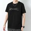 Camiseta de Algodón Puro para Hombre de Manga Corta Tendencia de Verano Cuello Redondo Tops Camisa Básica de Algodón Manga Media con Estampado de Letras Trendy