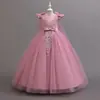Comercio Exterior Transfronterizo Vestido para Niña Vestido Niños Grandes Flor Perla Vestido de Boda Dama de Honor Mesa Rendimiento Vestido de Princesa Largo hasta el Suelo