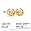 Pendientes Espirales de Acero Inoxidable y Acero de Titanio Moda Europea y Americana Pendientes Chapados al Vacío en Oro de 18 Quilates Venta al por Mayor Transfronteriza Pendientes Impermeables para Mujer