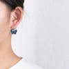 Pendientes de plata S925 con diseño de ciervo dorado y mariposa cloisonné con temperamento artístico. Pendientes de moda de dibujos animados para mujer. Joyería de plata.