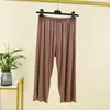 Pantalones de Modal Nuevos de Verano 7/8 de Cintura Alta Versátiles Casuales para Mujer Tallas Grandes Sueltos Ropa de Dormir para Casa Pantalones Cortos Finos
