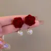 Brincos Coreanos Populares de Zircônia Micro-Cravada com Laço para Mulheres Agulha de Prata S925 Nicho High-End Brincos de Pérola