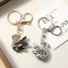 Pingente de Chaveiro de Cisne Pequeno com Pedras de Diamante Fofo para Carro de Mulheres, Acessório de Bolsa, Argola de Chaveiro de Cisne Branco em Liga de Zinco
