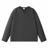 Yidao Vintage 2026 Outono Novo Estilo Americano Cleanfit Cor Sólida Gola V Casual Versátil para o Trabalho Camiseta de Manga Longa para Homens