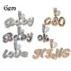 Hip hop antigo bonito novo DIY carta pingente colar personalizado escada zircão assinatura Inglês carta colar acessórios
