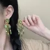 Pendientes Vintage de Segunda Mano Color Verde Oliva con Borlas Lujo Accesible Pendientes de Diseño de Alta Gama Joyería para Orejas Estilo Palacio Retro