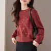 Suéter de Punto con Lentejuelas en Forma de Diamante y Cuello Redondo, Estilo Nuevo de Primavera, Suéter Elegante y Rejuvenecedor para Mamá