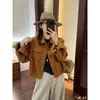 Venta al por mayor Estilo Coreano Unisex Solapa Ropa de Trabajo Chaqueta Mujer Suelta Corta Versátil Chaqueta Top 26 Otoño Invierno Nueva Tendencia
