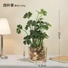 Planta verde creativa trébol de cuatro hojas planta artificial en maceta decoración del hogar escritorio de oficina planta artificial llamativa bonsái