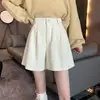 Novos shorts de veludo cotelê para mulheres para combinar com botas, calça de cintura alta, afunilada e em linha A para mulheres baixinhas, adequada para outono e inverno, pode ser usada como peça externa ou como legging