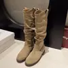 Punta Puntiaguda Hebilla Metálica Remache Vintage Botas Vaqueras Occidentales Tacón Alto Caballero Botas Altas Hasta el Muslo de Chica Caliente Botas Largas de Mujer