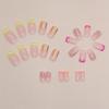 Uñas de longitud media color dopamina raya arcoíris belleza de uñas brillante francés uña postiza terminada belleza pieza de uña uñas