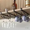 Estante para copas de vino sin perforaciones colgante invertido estante para copas de pie alto estante de vino de hierro forjado para el hogar adorno almacenamiento de vasos de agua