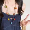 Caramelo Arcoíris~Cadena de Clavícula de Cerámica Amorosa para Mujer Verano Dopamina Doble Capa Collar Diario Más Fácil de Combinar Accesorios