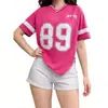 Camiseta Casual de Verano Estilo Nuevo Europeo y Americano Versátil Calle Holgada con Estampado de Letras Manga Corta para Mujer