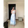 Foto Real de Vestido de Tirantes con Diseño Tie-Dye de Estilo Festivo Listo para Usar para Mujer 2024 Verano Nuevo Falda Larga Elegante