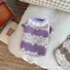Roupas para Pets Transfronteiriças Outono e Inverno Renda Forrada com Fleece Camiseta Térmica para Pets Roupas para Cachorro Gato Espessada Quente para Casa