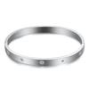 Pulseira de Aço Inoxidável com Logo Gravado a Laser, Superfície Polida Simétrica de 6mm, Pulseira Simples de Aço Titânio com Cravação de Diamantes, Atacado