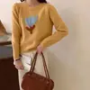 Suéter Pulôver Tricotado Estilo Japonês para Mulheres Outono e Inverno Novo Bordado Retro Elegante Peça de Roupa Externa Top Camisa Base Tricotada