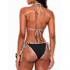 2026 Nuevo Traje de Baño de Dos Piezas con Bloques de Color Europeos y Americanos Transfronterizo para Mujer, Bikini Sexy de Tres Puntos para Playa