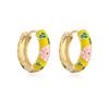 Aogu Produtos Novos Transfronteiriços Design de Nicho Colorido Pingente de Óleo Brincos Guofeng Femininos Cobre Banhado a Ouro 18K Brincos de Personalidade