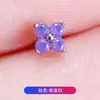Pendientes de Aleación de Titanio F136 Incrustados con Circonita Flor de Cuatro Pétalos Diente Interno Clavo para Hélice Auricular Clavo para Nariz Clavo para Labio G23 Joyería de Piercing de Titanio