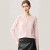 Nuevo Abrigo Cardigan de Punto Redondo 100% Lana Otoño/Invierno 2026 Color Sólido con Bolsillos Dobladillo Enrollado Suéter de Lana Holgado para Mujer