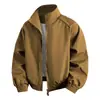 Nova Jaqueta Bomber Vintage de Gola Alta para Trabalho Primavera e Outono para Homens, Jaqueta Casual Versátil Curta Solta Estilo Americano em Estoque