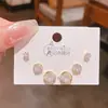 2025 Exquisito Zircón de Aguja Plateada Geométrico Redondo Nuevo Diseño Tres Pares de Pendientes para Mujer Estilo Coreano Pendientes de Alta Gama