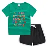 2023 Verão Infantil em torno do pescoço T-shirt hot pants coreano casual assentamento camisa absorvente de suor doces terno de camiseta infantil