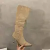 Botas de punta afieltrada caídas botas largas tacones altos franceses nicho botas negras ajustadas botas largas mujer 2026 Otoño/Invierno Nuevas Llegadas