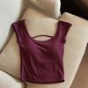 Camisola de punto de verano para mujer, bonita espalda, de una pieza, con almohadillas para el pecho, prenda exterior, Spice Girl, top corto sin mangas 2024