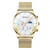 Reloj de Negocios para Hombre Transfronterizo Nuevo Simple Falso Tres Ojos Hebilla Oculta Personalizada Malla Casual Calendario Reloj de Cuarzo