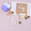 Llavero Estilo Tweed Lazo Colgante de Corazón Cadena de Perlas Llavero Colgante para Bolsos y Teléfonos Móviles Manualidades para Niñas