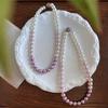 Conjunto de Pulseira e Colar Romântico Retrô 10mm Branco Frio Gradiente Rosa Menta Alta Qualidade