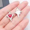 Aleación incrustada resina UV taladro estrella luna estrella de cuatro puntas colgante DIY pendiente collar colgante adornos accesorios pequeños