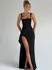 Vestido de Noche Largo para Mujer Estilo Ins Europeo y Americano 2026 Moda de Verano Sexy Espalda Descubierta con Abertura Alta de Tirantes Finos
