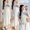 Vestido de maternidad 2026 verano nuevo estilo atuendo de embarazo dulce top falda de tirantes floral conjunto delgado