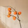 Adornos de Caqui Fruta Decoración de Pasillo Flores Falsas Jarrón Decoración Arreglo Floral Sala de Estar Mueble de TV Ramas Secas