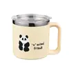 Taza de Acero Inoxidable 304 con Tapa, Sellada, Universal, Taza de Café Portátil de Dibujos Animados de Gran Capacidad con Asa y Popote